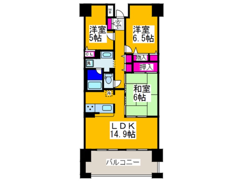 間取図 ルナコート富田林（206）