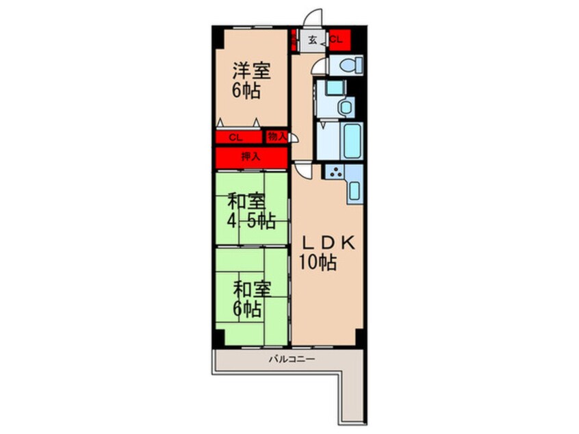 間取図 シャンテ川西３号棟（７０３）