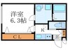 グレース西ノ京 1Kの間取り