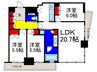 ﾘﾊﾞｰｶﾞｰﾃﾞﾝﾀﾜｰ上町台筆ヶ崎 3LDKの間取り