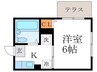 プレール北白川 1Kの間取り