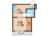 グランドハイツ三津屋北 1DKの間取り