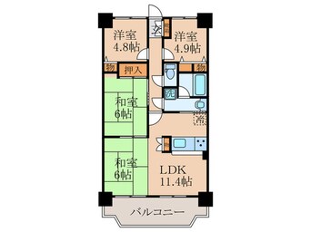 間取図 藤和ﾗｲﾌﾞﾀｳﾝ宇治大久保(406)