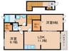 カーサＫｅｉⅢ 2LDKの間取り