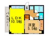清恒ビルWEST 1LDKの間取り
