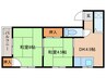 岡村マンション 2DKの間取り
