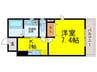 プルミエール北田辺 1Kの間取り