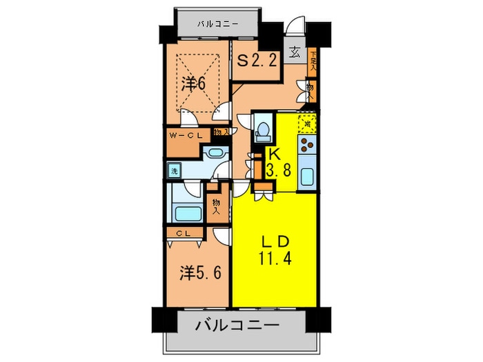 間取り図 北千里ｸﾞﾗﾝﾄﾞﾊﾟｰｸｽｸｴｱB棟(703)