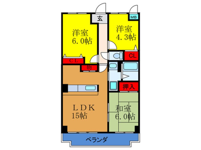 間取図 シャトー三木第３