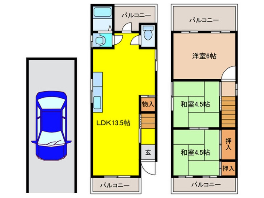 間取図 仮)寝屋川市美井町　戸建