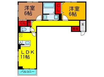 間取図 ラ　ヴィータ　リッカ