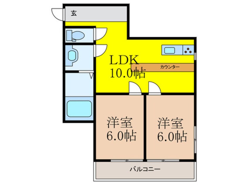 間取図 ﾁｻﾝﾏﾝｼｮﾝ第２新大阪(1104)