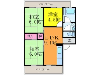 間取図 コ－ポラス摂津北棟
