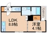 アトムハウスⅠ号館 1LDKの間取り