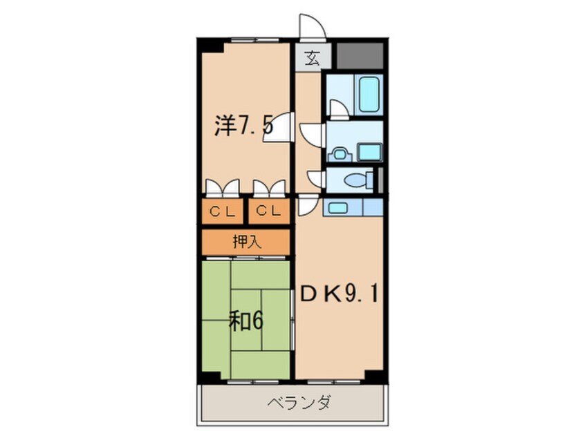 間取図 ベルグドルフ浜芦屋B