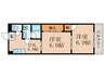 クローバー勧修寺 2DKの間取り
