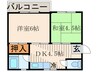 ハイツ西難波 2DKの間取り