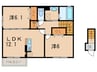グランドソレーユⅡ棟 2LDKの間取り