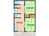 コーポ嵯峨野 2DKの間取り