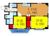 ベルフラワー山下 2LDKの間取り