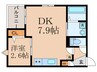 R-smart椥辻 1DKの間取り
