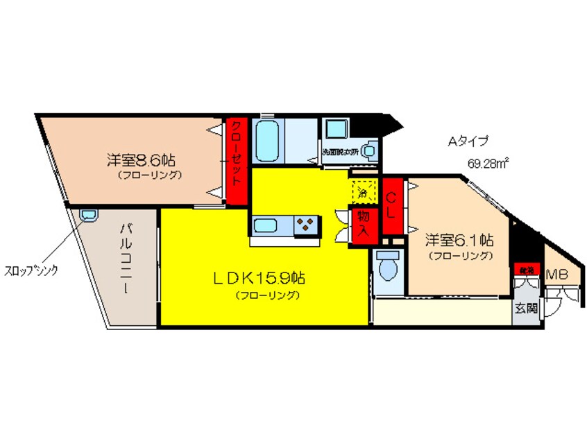 間取図 シェ－ンブルン羽鷹