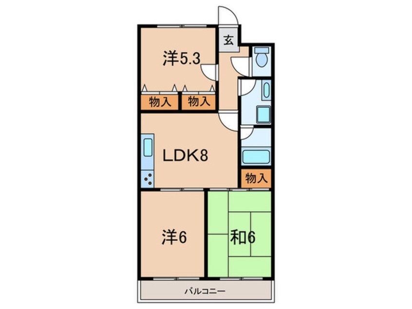 間取図 ｺｽﾓ甲南町PaｒｔⅡ