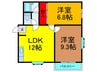 ウエストワンⅢ 2LDKの間取り