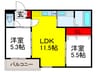 ボヌール緑地公園 2LDKの間取り