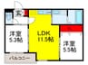 ボヌール緑地公園 2LDKの間取り