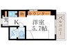 コスモリード京都今出川 1Kの間取り
