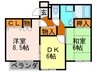 リリ－ズヒル 2DKの間取り