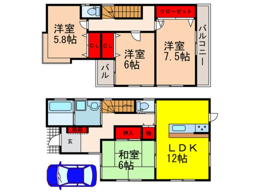 間取図 e-TOWN中桜塚３丁目 C号地