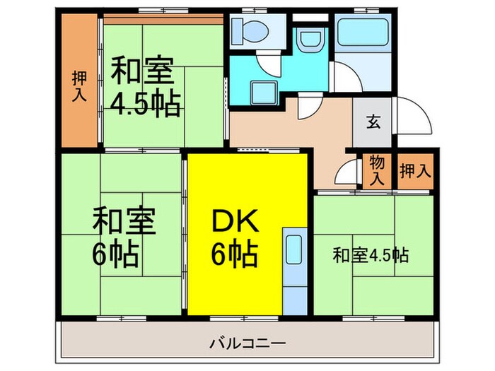 間取り図 釈尊寺第一住宅4号棟（301）