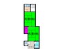 東五百住荘 2Kの間取り