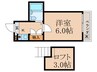 シネマ御陵 1Kの間取り