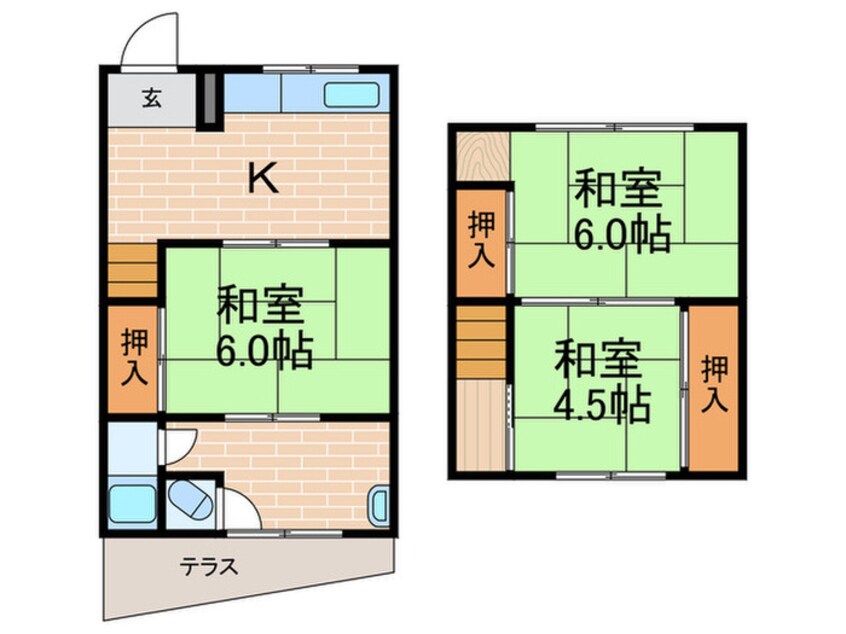 間取図 瓦林4戸1貸家