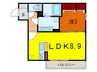 AQUILA上筒井 1LDKの間取り