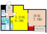 ベルリッジ岸辺A 1LDKの間取り