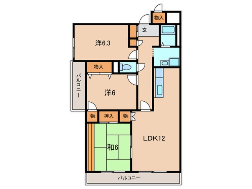 間取図 パ－プルツイン園田（南棟）