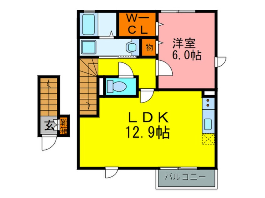 間取図 エシャロットＭＩＮＡＭＩⅡ