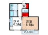 マ－メイド緑地公園 1DKの間取り