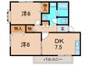 ヴィラクレール 2DKの間取り