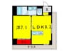 シェ・トルワ・コリーヌ 1LDKの間取り