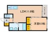 パレ朱雀門 1LDKの間取り