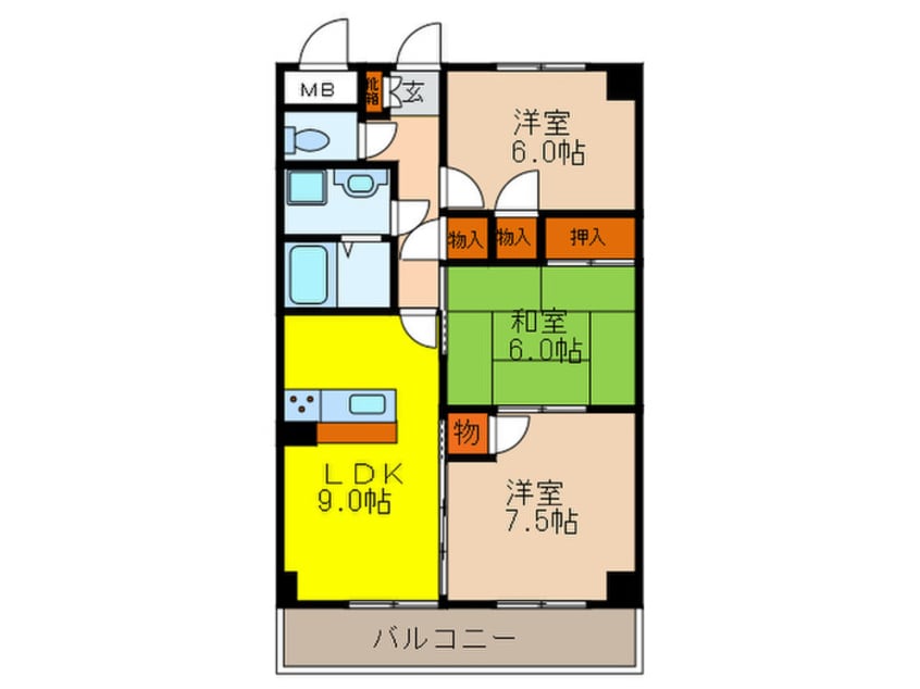 間取図 シャルマン・コーポ荒牧