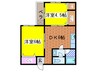 三登ハイツ 2DKの間取り
