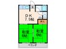 レジデンス西田Ｂ棟 2DKの間取り