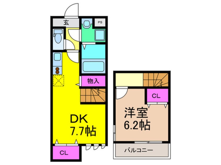 間取図 ﾌｼﾞﾊﾟﾚｽ ｽﾘｰﾊｰﾌﾞｽﾞ服部寿町