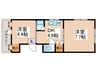 エニシダ南巽 2DKの間取り